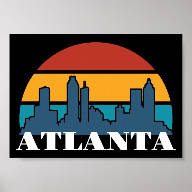 Poster Atlanta Georgia Vintage Sunset Cityscape (Frente)