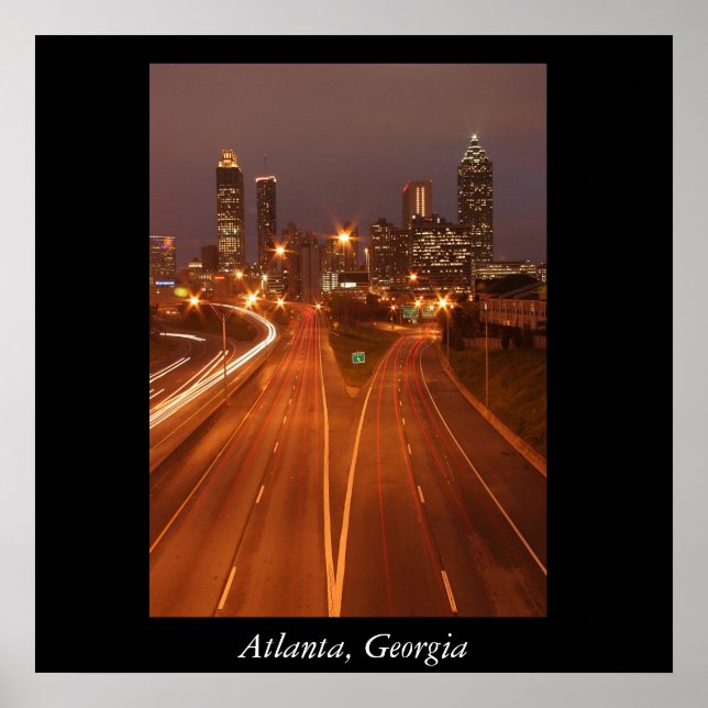 Póster Atlanta Skyline, Atlanta, Geórgia (Frente)