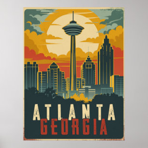 Poster Atlanta, Viagens vintage da Georgia
