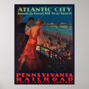 Poster Atlantic City Balcony View 1935