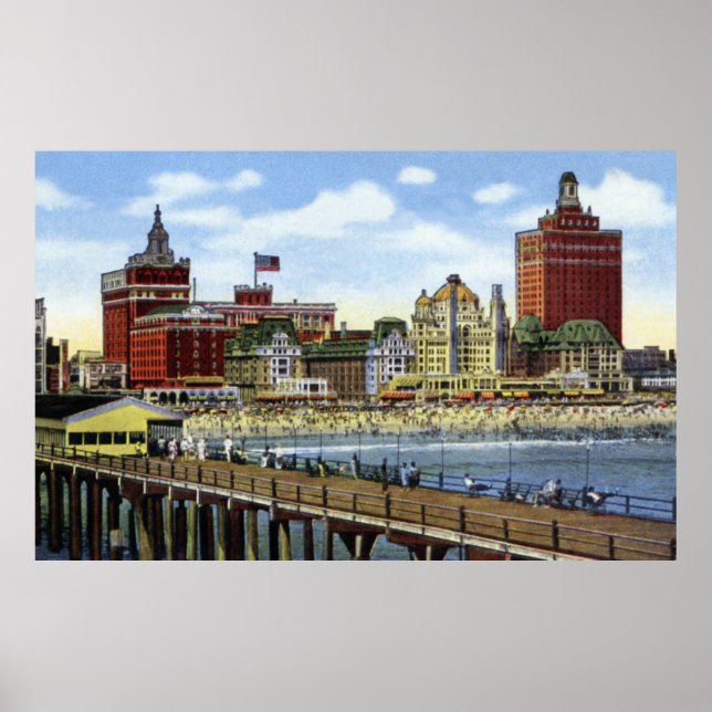 Póster Atlantic City New Jersey Shoreline View (Frente)