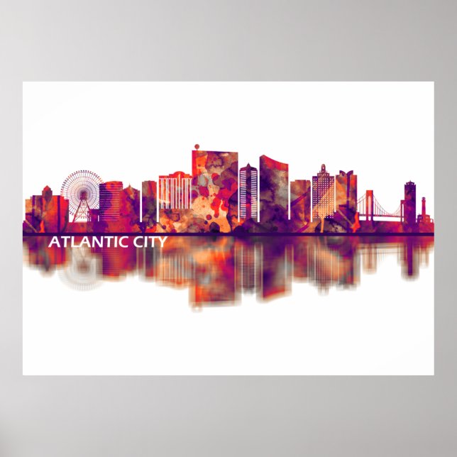 Poster Atlantic City New Jersey Skyline (Frente)