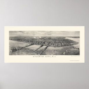 Póster Atlantic City, NJ Panorâmica - 1905
