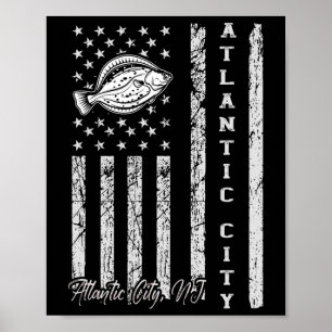 Poster Atlantic City Nj Para Pescadores De Pesca De Fluke
