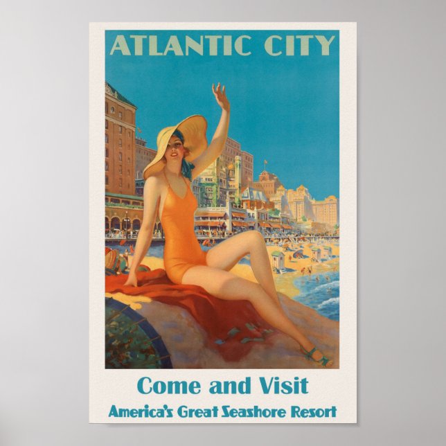 Poster Atlantic City, NJ Viagem Ad (Frente)