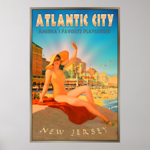 Poster Atlantic City Nova Jersey Nova Passarela Retro da 