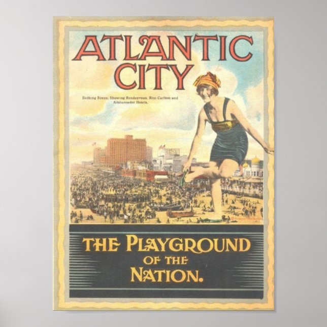 Poster Atlantic City — Vintage 1920 (Frente)