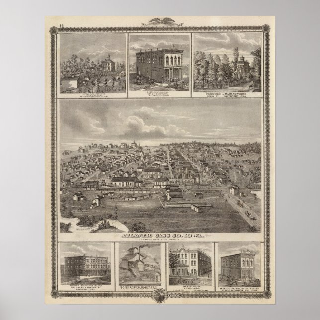 Póster Atlantic, Iowa fazenda & bldgs (Frente)