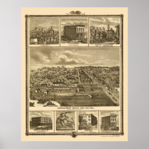 Poster Atlântico, mapa panorâmico de IA - 1875