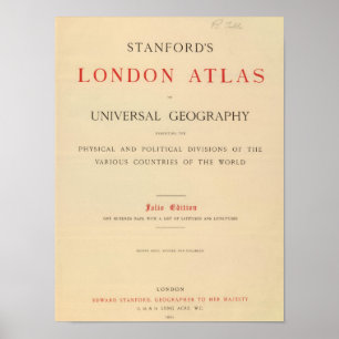 Poster Atlas da Londres de Stanford do frontispício