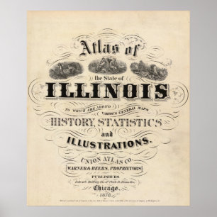 Póster Atlas do frontispício do estado de Illinois