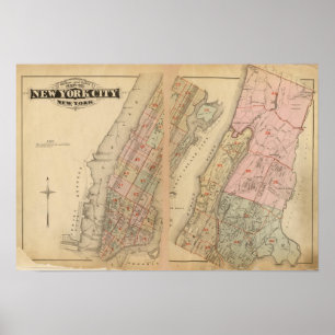 Póster Atlas do mapa de índice, cidade de New York