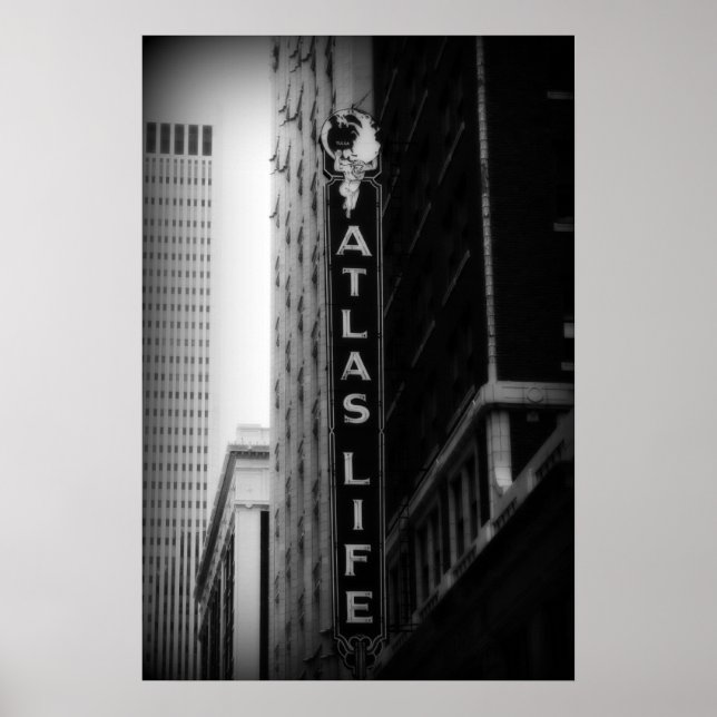 Poster Atlas Life, Tulsa, Oklahoma. Derrick W. Black (Frente)