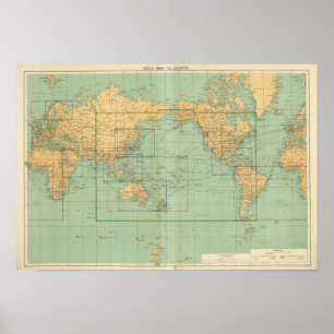 Póster Atlas novo do fuzileiro naval mercantil de mapa de