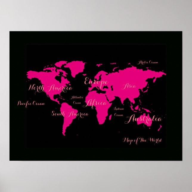 Poster Atlas rosa-quente. mapa do mundo feminino (Frente)