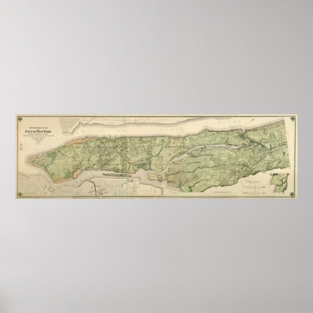 Póster Atlas Topográfico da cidade de Nova Iorque, 1874 (Frente)