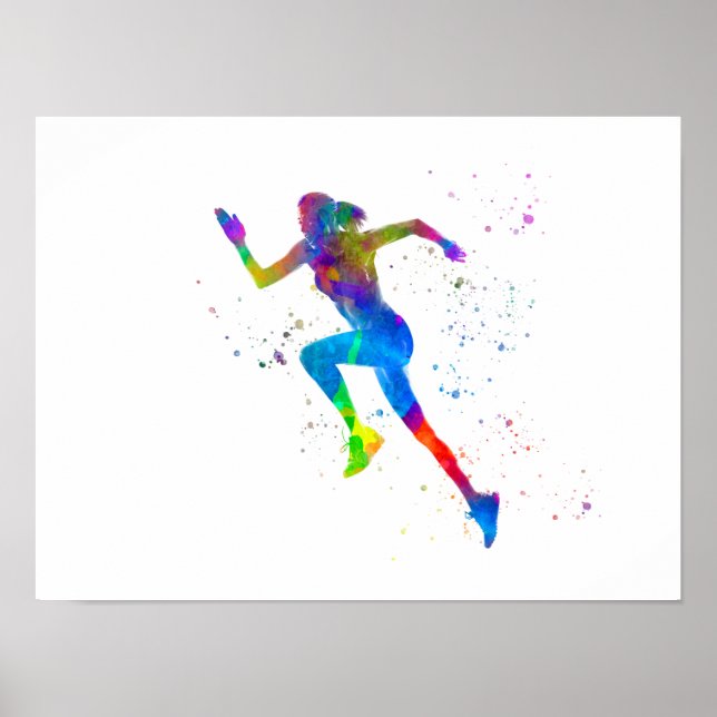 Poster atleta corredor em aquarela (Frente)