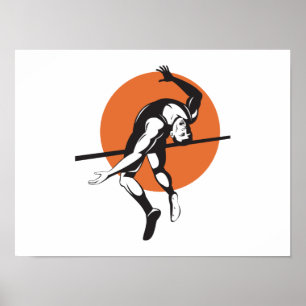 Póster Atleta de atletismo que salta o salto alto