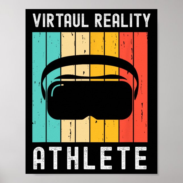 Poster Atleta de Realidade Virtual Geeks Gamer Jogos Retr (Frente)