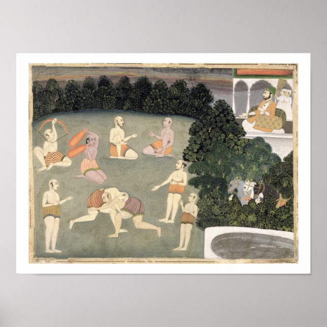Poster Atletas atuam antes de um nobre sentado, c.1760 (o (Frente)