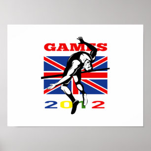 Poster Atletismo do salto alto dos jogos 2012 do verão