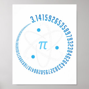 Poster Atom Pi Math Science Stem Gift 3,14 Pi Day