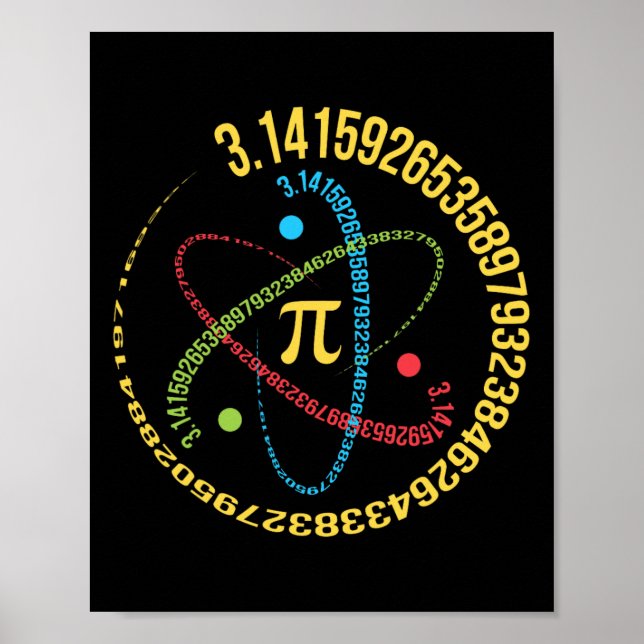 Poster Atom Pi Math Science Stem Oferece 3,14 Pi Day (Frente)