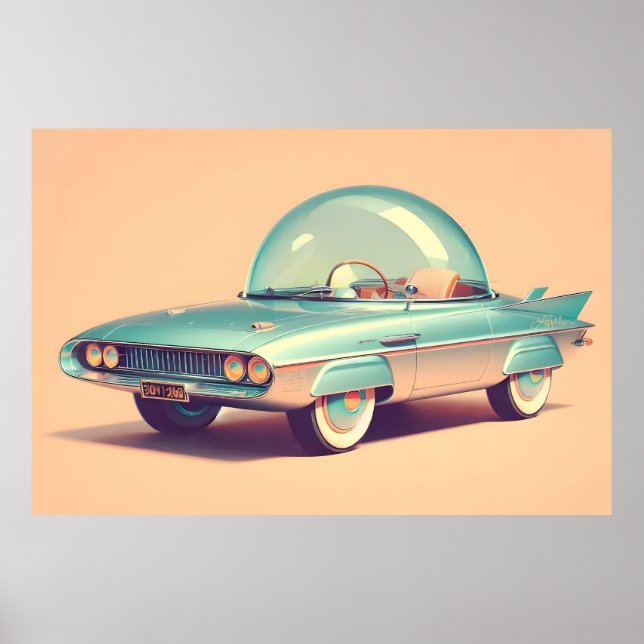 Poster Atomic Futuristic Bubble Blaster Car  (Frente)