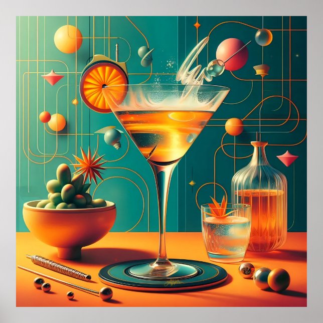Poster Atomic Futuristic Cosmic Storm Martini (Frente)