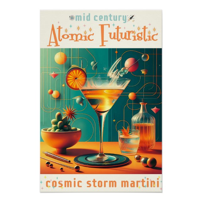 Póster Atomic Futuristic Cosmic Storm Martini (Frente)