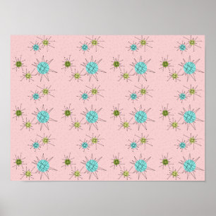 Poster atômico icónico cor-de-rosa de Starbursts
