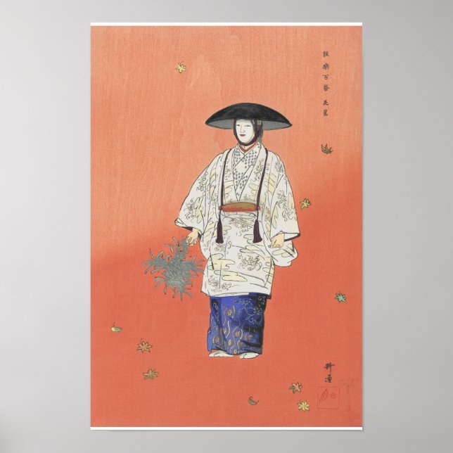 Poster Ator na peça Noh Hanagatami 1926 (Frente)