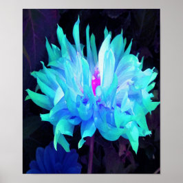 Poster Atordoamento de Aqua Blue e Green Cactus Dahlia