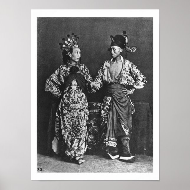 Póster Atores chineses, c.1870 (foto b/w) (Frente)