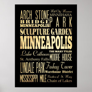 Póster Atração e locais familiares de Minneapolis,Minneso