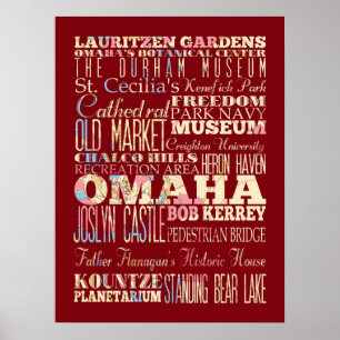 Póster Atração e locais famosos de Omaha, Nebraska