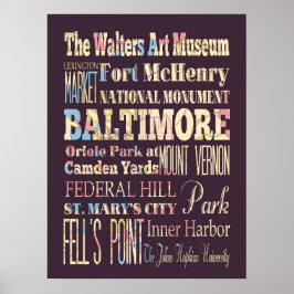 Póster Atrações e locais famosos de Baltimore, Maryland