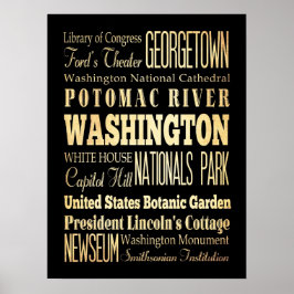 Poster Atrações e locais famosos de Washington, Nova Iorq