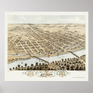 Póster Attica, no mapa panorâmico - 1869