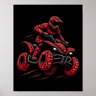 Poster Atv Quad 4 Wheeler Bike Heart Atv Rider Boys Mens