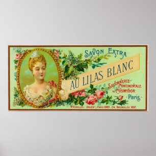Póster Au Lilas Blanc Soap Label Paris, França