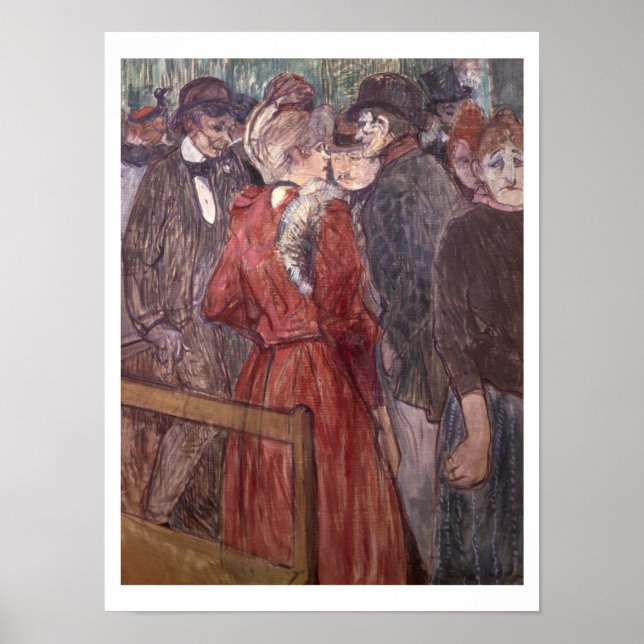 Poster Au Moulin de la Galette, 1891 (c/c e guache) (Frente)
