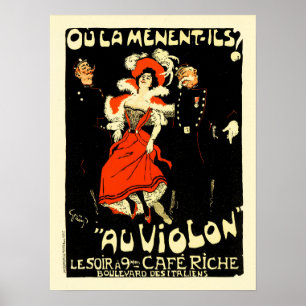 Poster AU VIOLON A Seu Café Violino Riche Vintage Paris