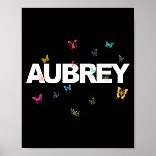 Poster Aub - Nome Bonito Com Borboletas Coloridas