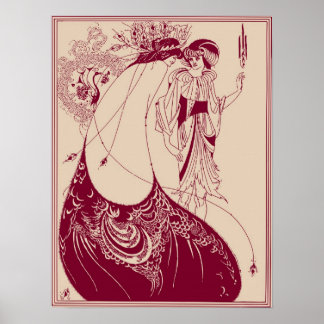 Póster Aubrey Beardsley Peacock Skirt Maroon