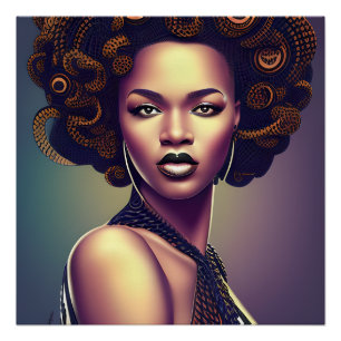 Póster Auburn Queen Orange Brown Hair Black Melanin Afro