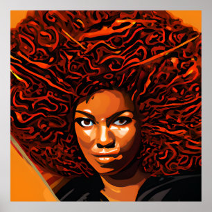 Poster Auburn Queen Orange Brown Hair Black Melanin Afro