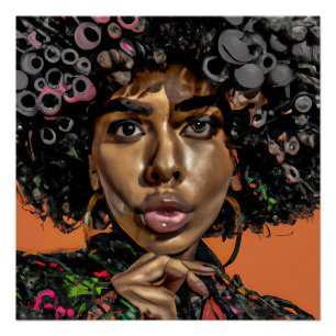 Póster Auburn Queen Orange Brown Hair Black Melanin Afro