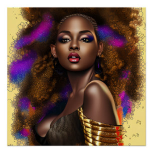 Póster Auburn Queen Orange Brown Hair Black Melanin Afro