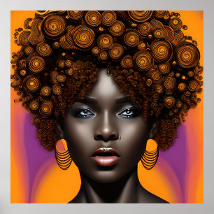 Poster Auburn Queen Orange Brown Hair Black Melanin Afro
